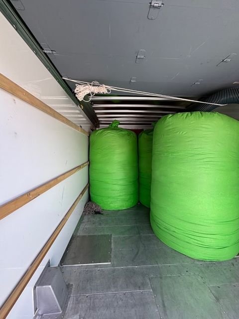 Cellulose bales loaded in the Apex truck for a morning install
